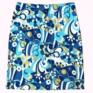 Geoffrey Beene 19" Pencil Skirt Abstract Floral Design Size 4